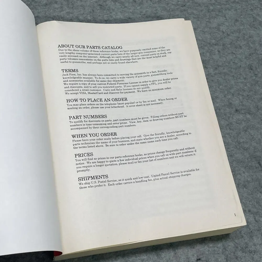 Jack First Gun Parts Book 13 volume 1 Handgun Parts